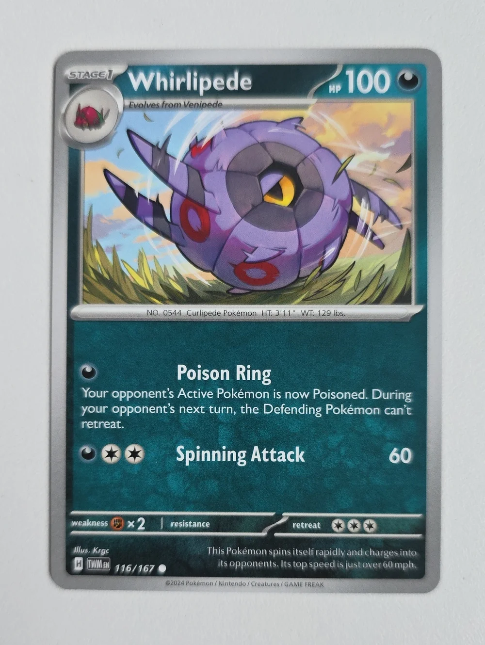 Pokemon Venipede And Whirlipede Card